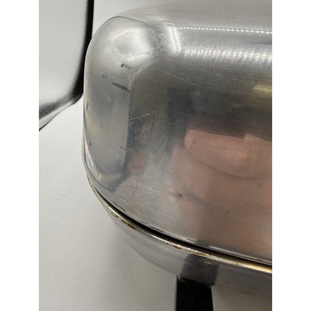 Vtg Sears Electric Stainless Steel Fry Pan w/ Broiler‎ Lid, Power Adapter & Rack